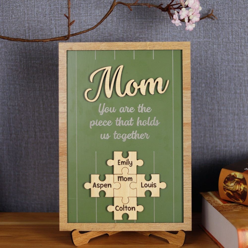 Personalized Mother's Day Wood Puzzle Sign, You are the Piece that Holds us Together, Family Gift for Mom