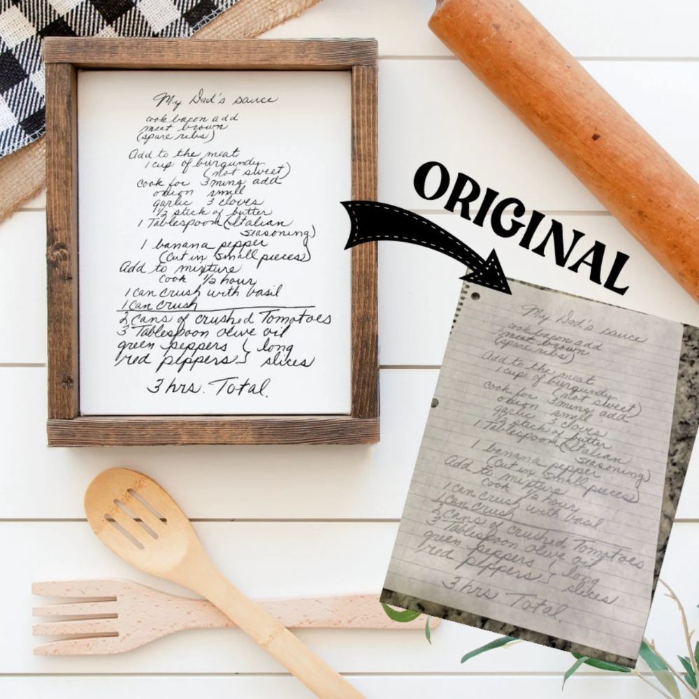 Personalized Recipe, Handwritten Recipe Wood Sign,Mom Gift.