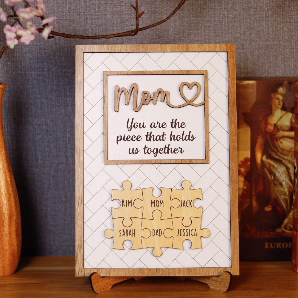 Personalized Mother's Day Wood Puzzle Sign, You are the Piece that Holds us Together, Family Gift for Mom