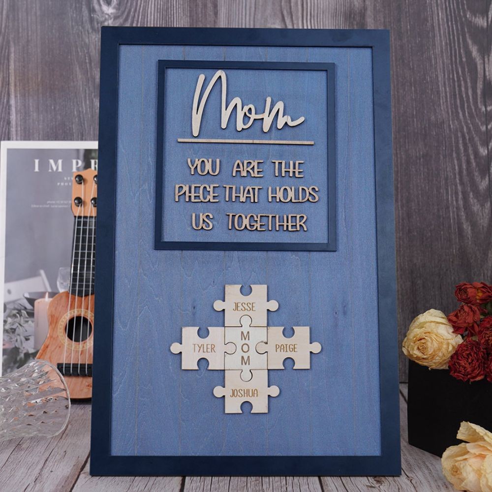 Personalized Mother's Day Wood Puzzle Sign, You are the Piece that Holds us Together