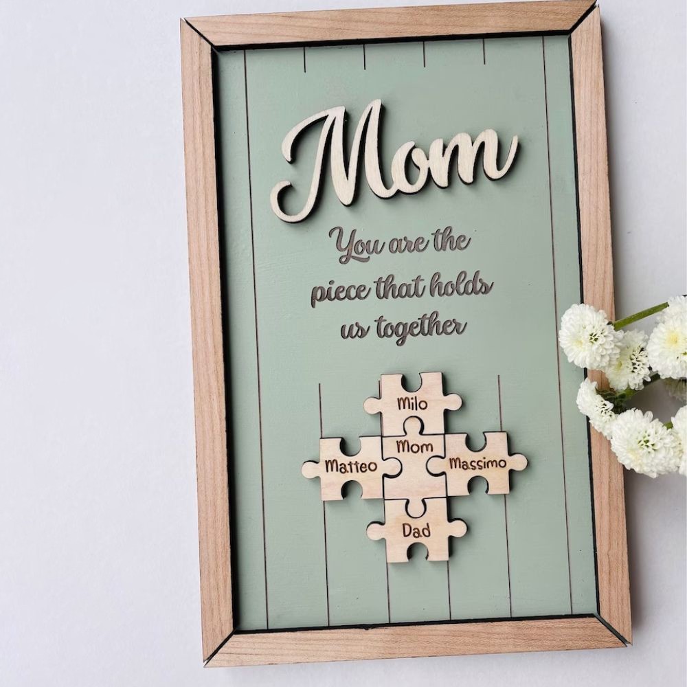 Personalized Mother's Day Wood Puzzle Sign, You are the Piece that Holds us Together, Family Gift for Mom