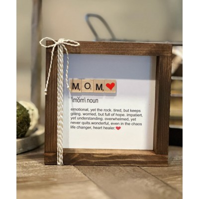 Mother's Day Gift, Mom Sign, Mom Definition Sign, Mom's Day, Mom Scrabble Frame, Mother Frame, Mom Frame