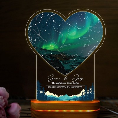 Personalized Star Map night light for couple, Anniversary Gift,Sky Star Night Light, acrylic gift for her,for him