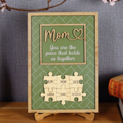 Personalized Mother's Day Wood Puzzle Sign, You are the Piece that Holds us Together, Family Gift for Mom