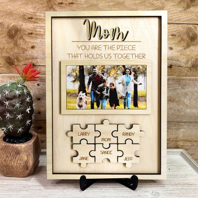 Personalized Mother's Day Wood Puzzle Sign, You are the Piece that Holds us Together, Family Gift for Mom