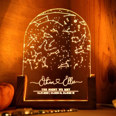 Personalized Gift Star Map on Night Light - Gift for Boyfriend / Girlfriend - Stars Chart Gift for Couples