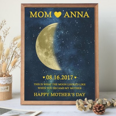 Personalised Moon Phase Print, Moon Print for Mom